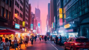 Vibrant Thermal Urban Nightlife – free AI stock image