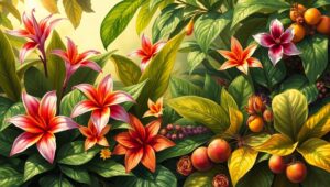 Vibrant Tropical Botanical Garden – free AI stock image