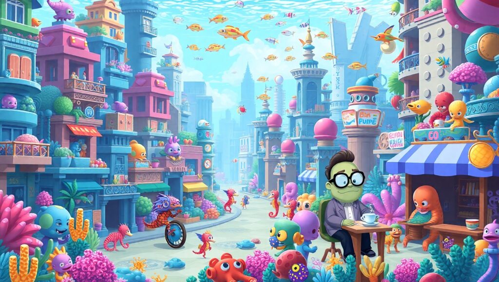 Vibrant Underwater Pixel Paradise – free AI stock image