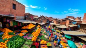 Vibrant Urban Market from Above DfA – free AI stock image