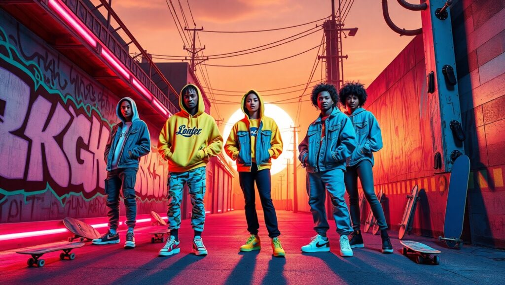Vibrant Urban Streetwear Fashion – free AI stock image