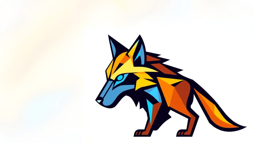 Vibrant Wolf Logo Design – free AI stock image