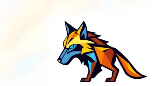 Vibrant Wolf Logo Design – free AI stock image