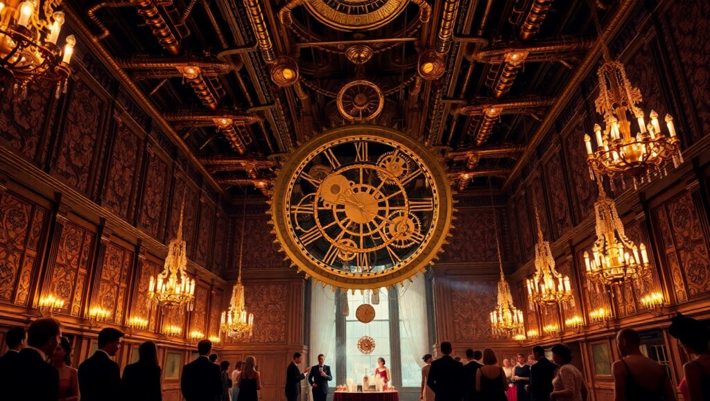 Victorian Ball in a Steampunk World – free AI stock image
