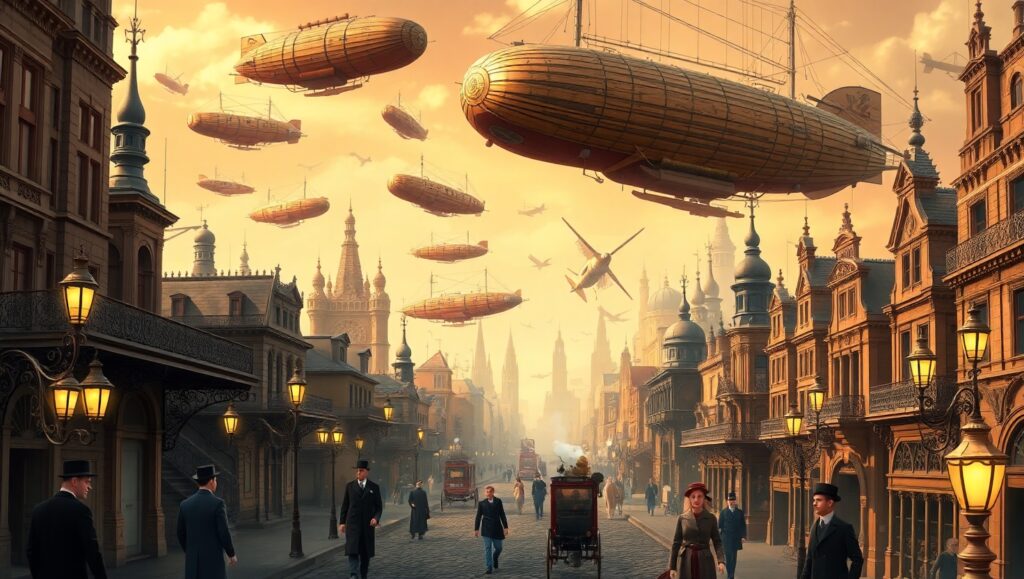 Victorian City in Steampunk Style MhV – free AI stock image