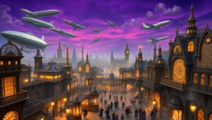 Victorian Dreams in a Steampunk Realm – free AI stock image