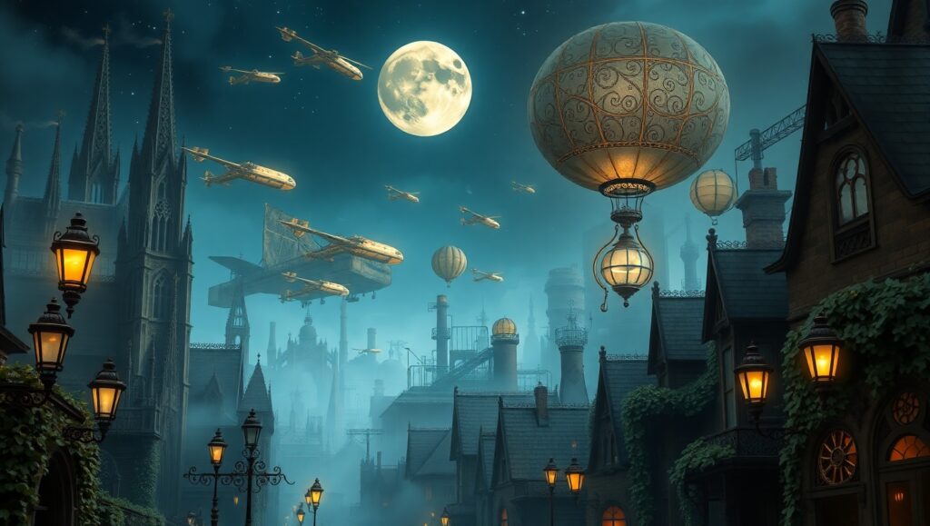 Victorian Dreams of Steampunk Aviation – free AI stock image