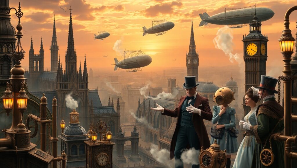 Victorian Fantasies in Steam – free AI stock image