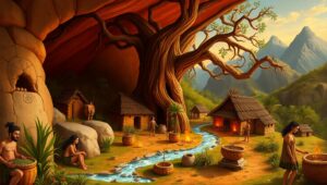 Village Life in Ancient – free AI stock image
