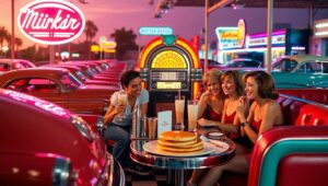Vintage Diner Nightlife Scene – free AI stock image