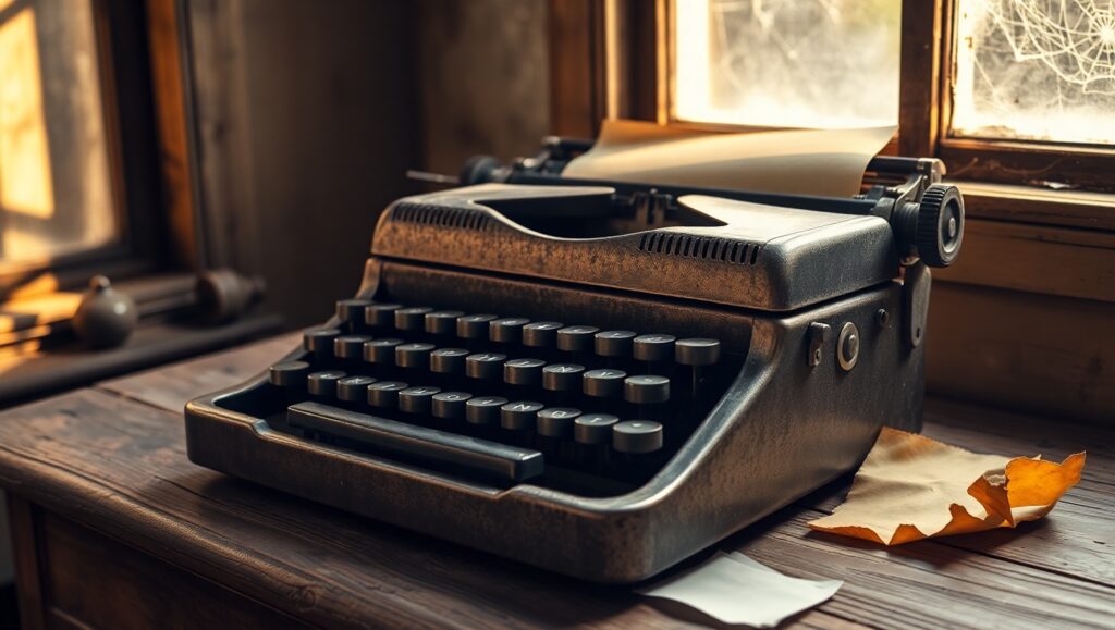 Vintage Typewriter in Sunlight – free AI stock image