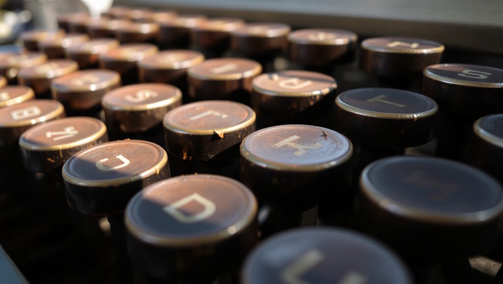 Vintage Typewriter Keys in Detail – free AI stock image