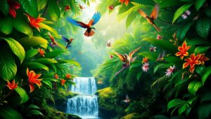 Vivid Rainforest Canopy Experience – free AI stock image