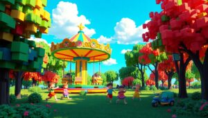Voxel Playground in Full Color – free AI stock image
