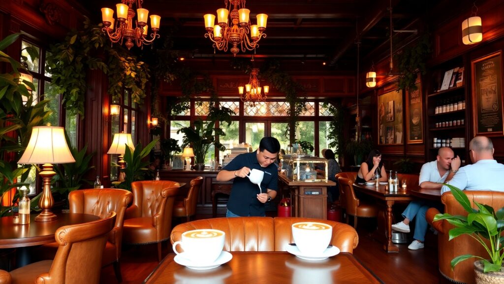 Warm Café Vibes and Latte – free AI stock image