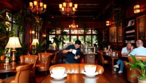Warm Café Vibes and Latte – free AI stock image