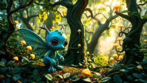 Whimsical Clay Creature Adventure 6SA – free AI stock image