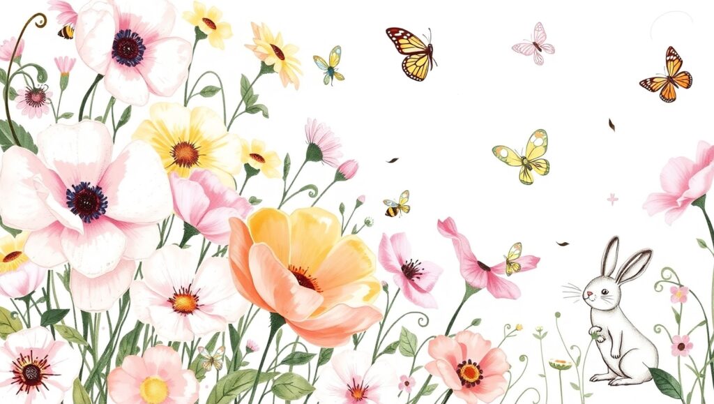Whimsical Garden of Giant Flowers – free AI stock image