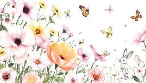 Whimsical Garden of Giant Flowers – free AI stock image
