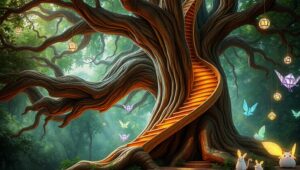 Whimsical Tree of Shapes – free AI stock image