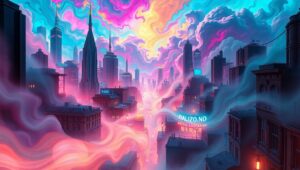 Whirling Colors of Urban Life – free AI stock image