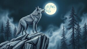 Wolf Howling at the Moon – free AI stock image