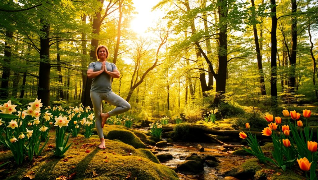 Yoga in a Serene Forest Clearing – free AI stock image