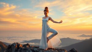 Yoga Serenity on Mountain Peak – free AI stock image