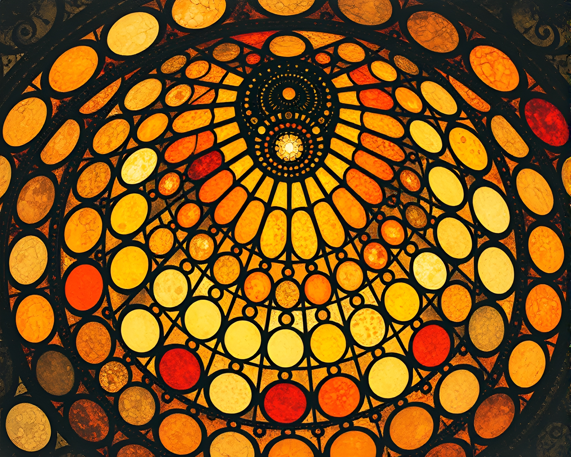 Abstract Stained Glass Dome with Oil-Rich Textured Lithography – free AI stock image