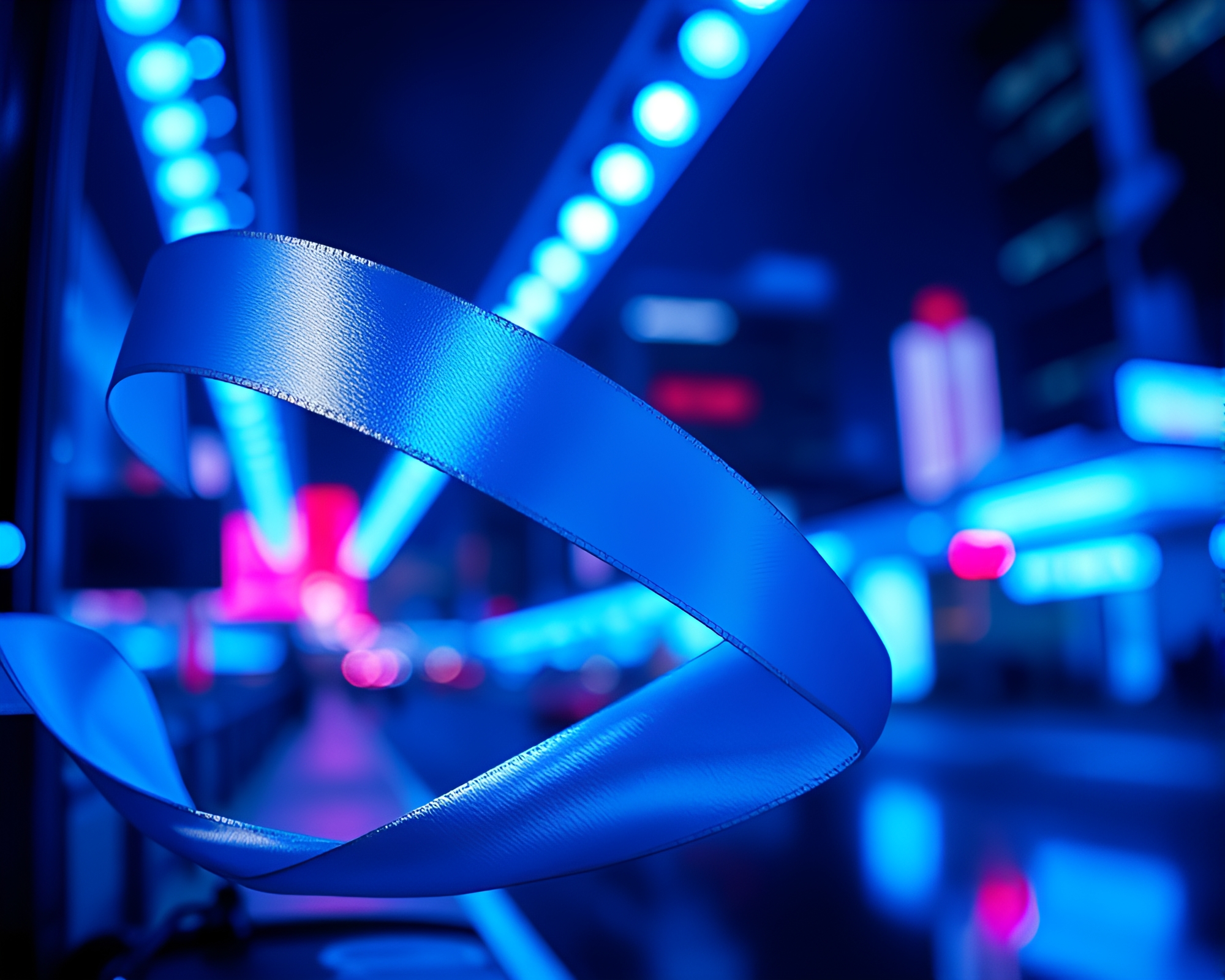 Neon City Glow with Satin Ribbon Foil Stamping – free AI stock image