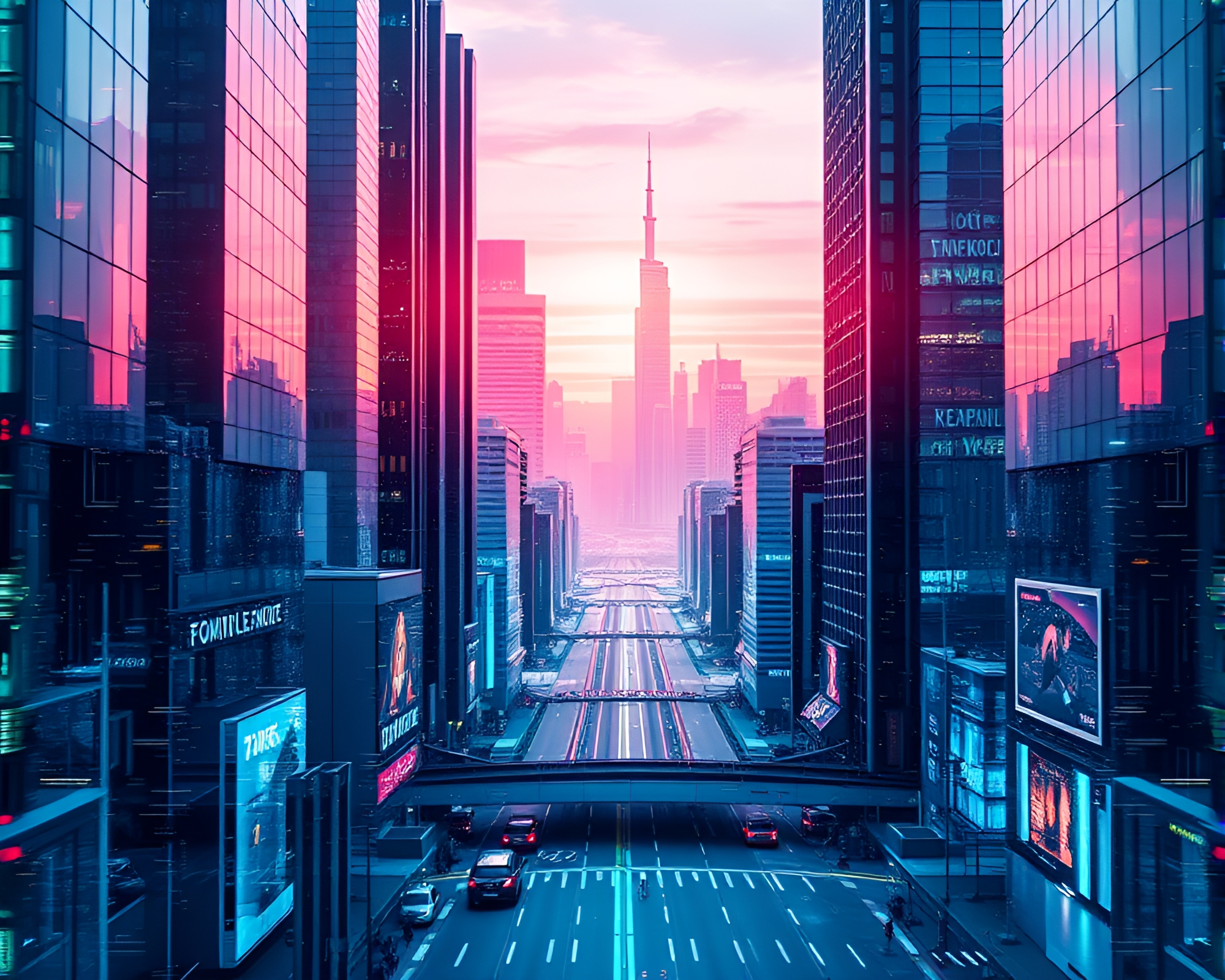 Futuristic Glass City Distorted Reflections – free AI stock image