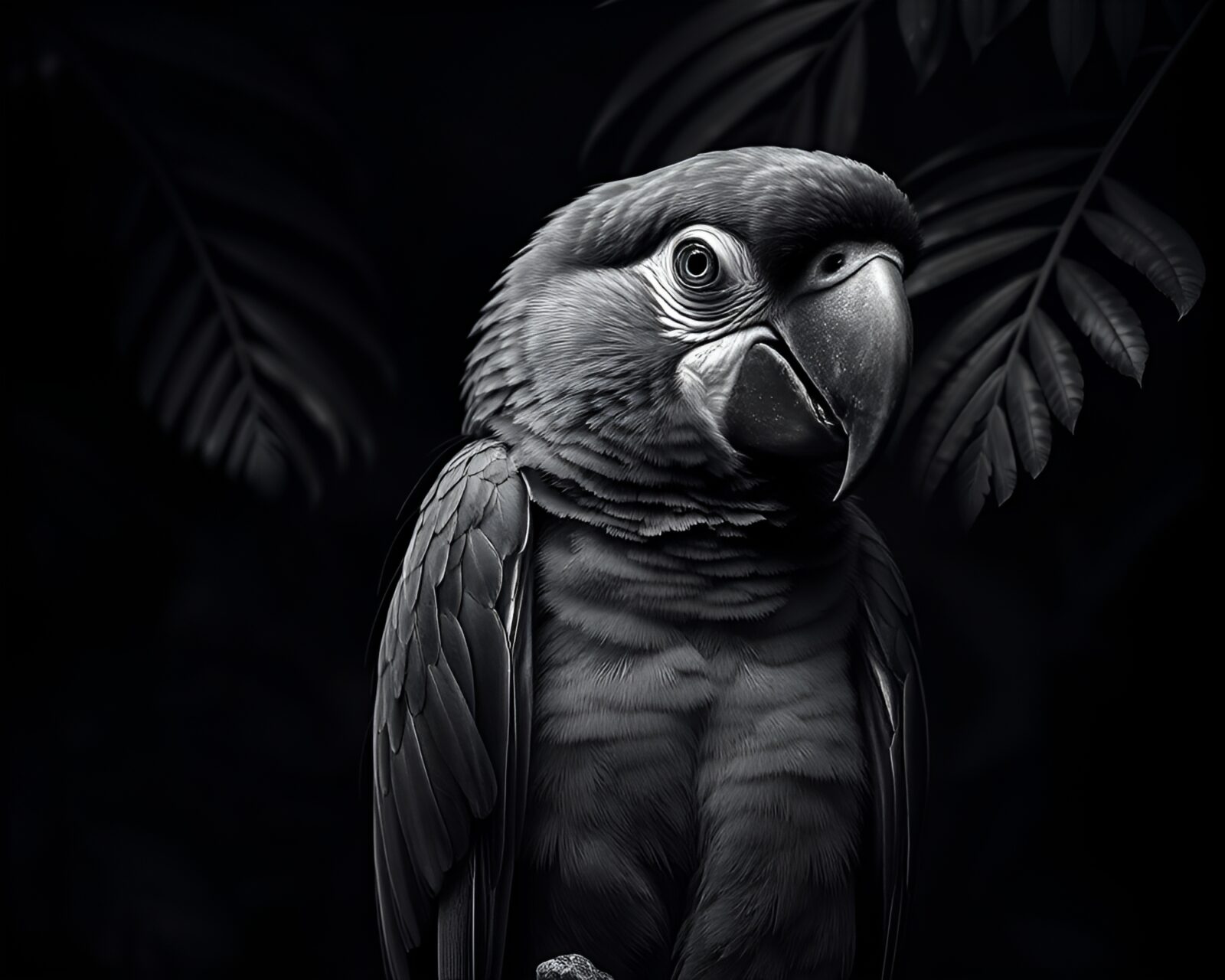 A stylized desaturated parrot art with intricate crosshatch details