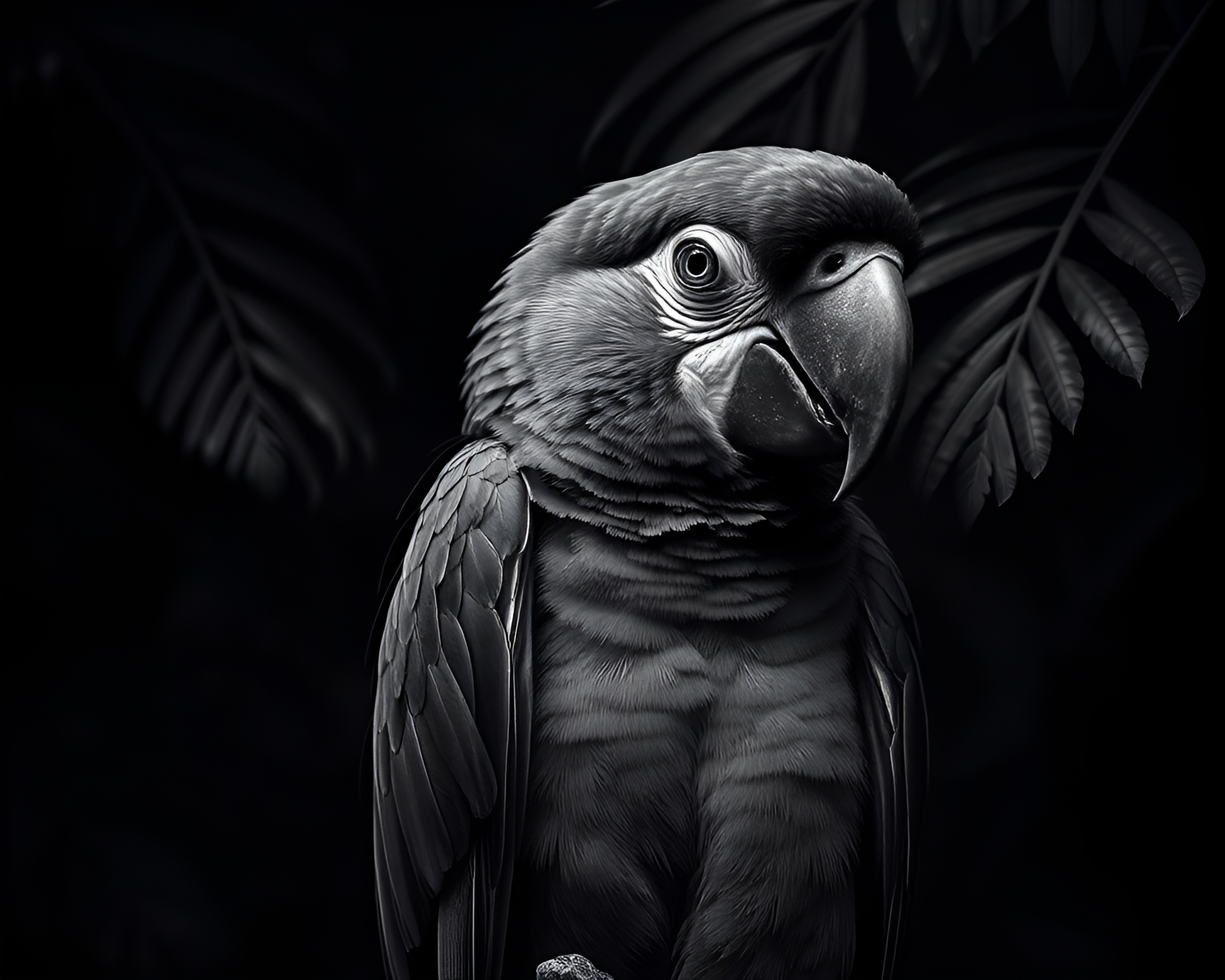 Tropical Parrot in Desaturated Crosshatch – free AI stock image