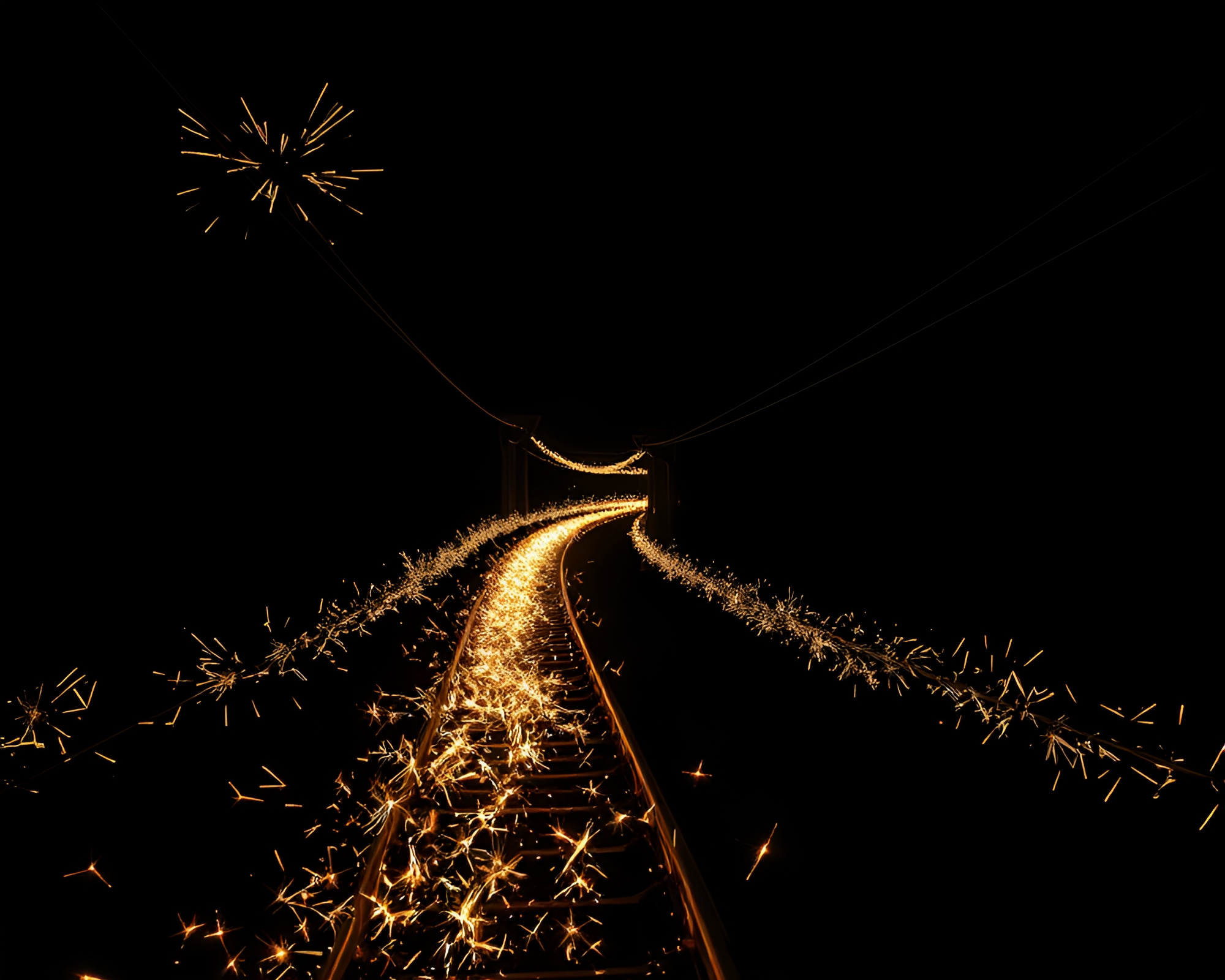 Monorail in Charcoal Black Bio-Organic Sparkler Trails – free AI stock image