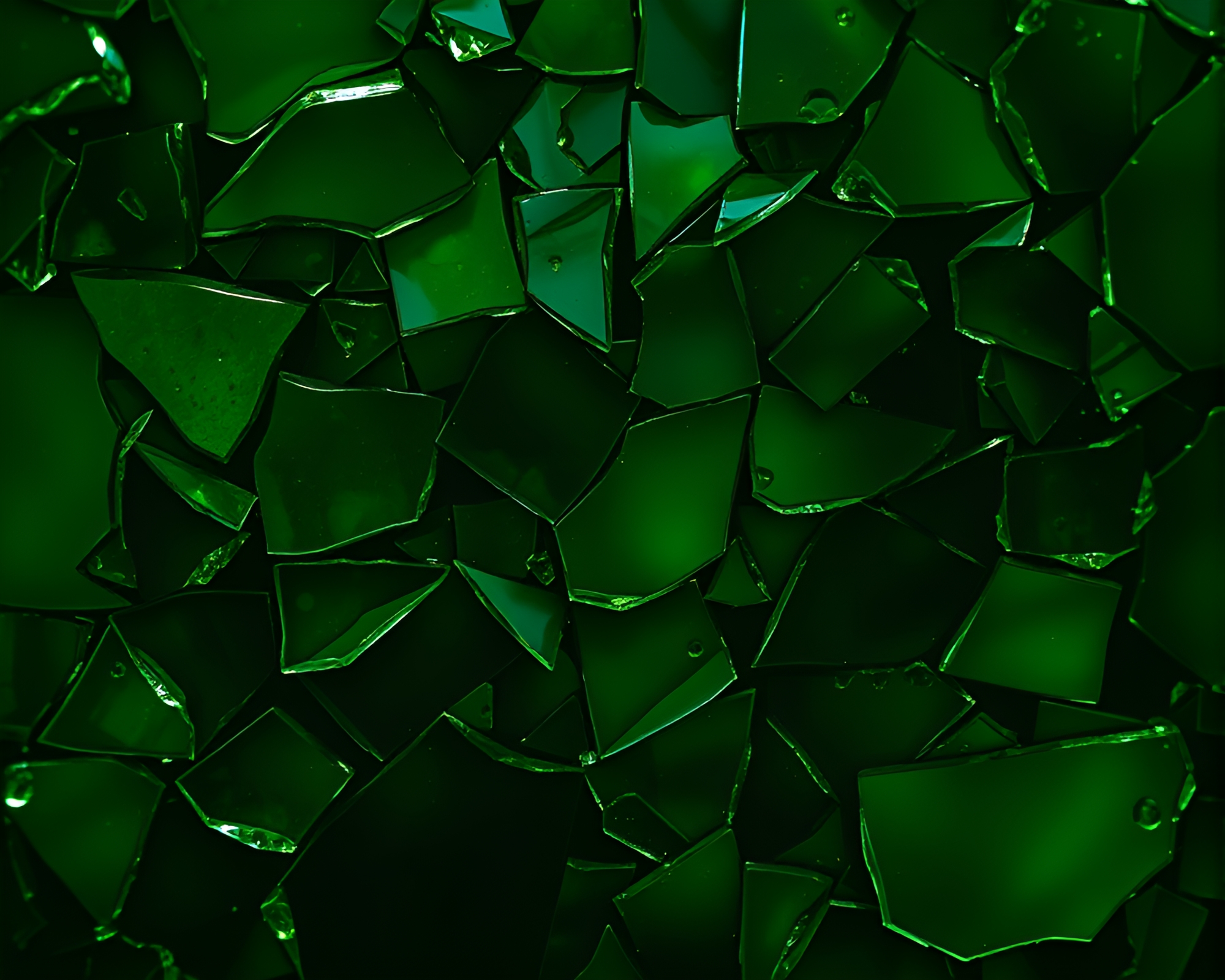 Fractal Glass Shards Enveloped in Forest-Green Light – free AI stock image