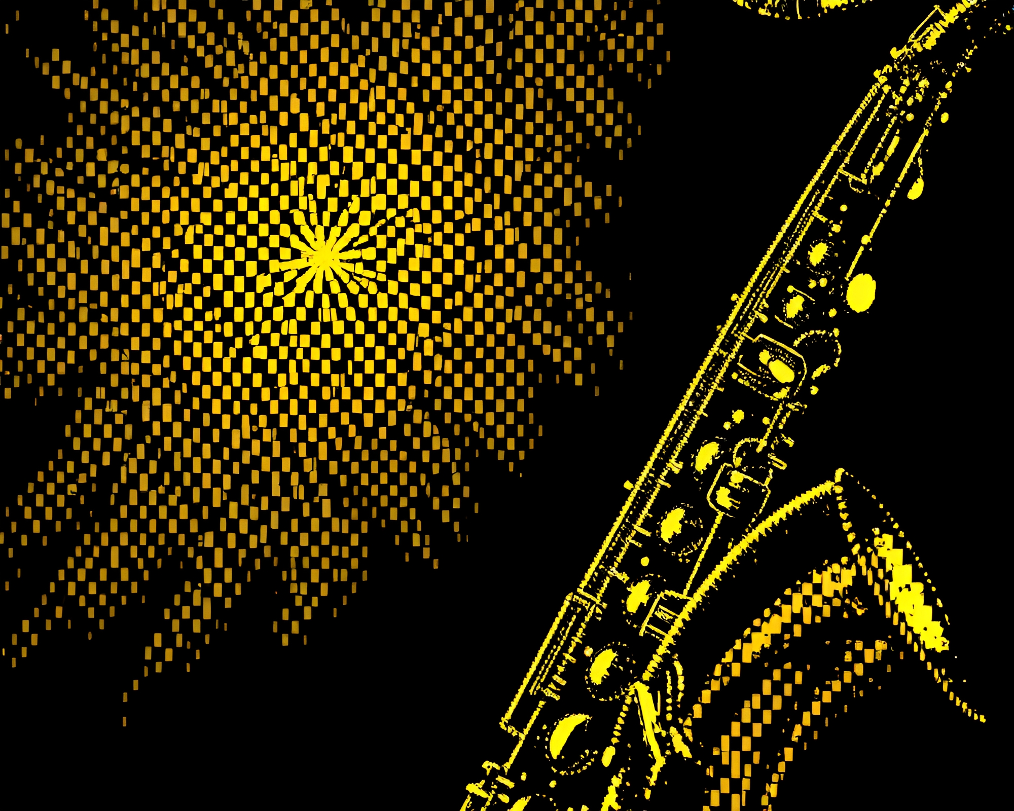 Saxophone Serenade in Crosshatched Kaleidoscope – free AI stock image