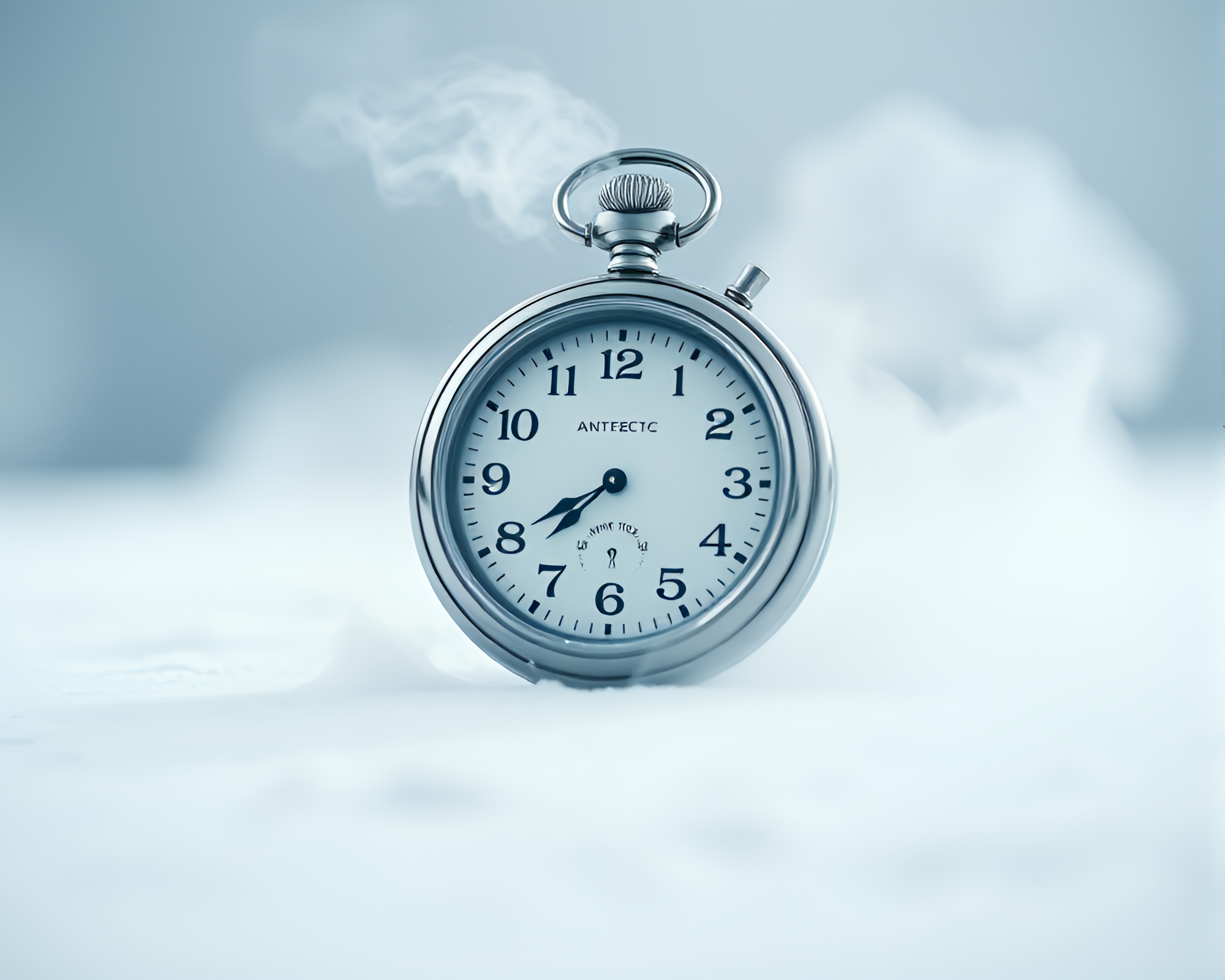 Mysterious Pocket Watch Amidst Antarctic Steam Vapor – free AI stock image