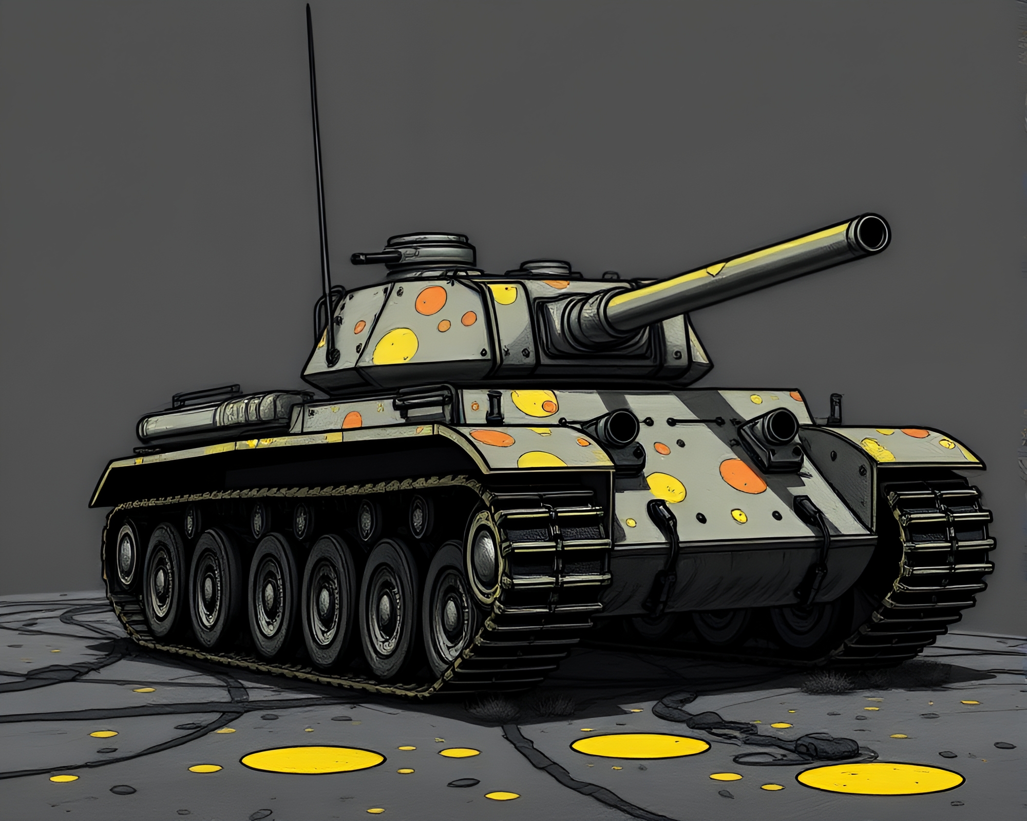 Armored tank covered in mildew spots in volcano aftermath – free AI stock image