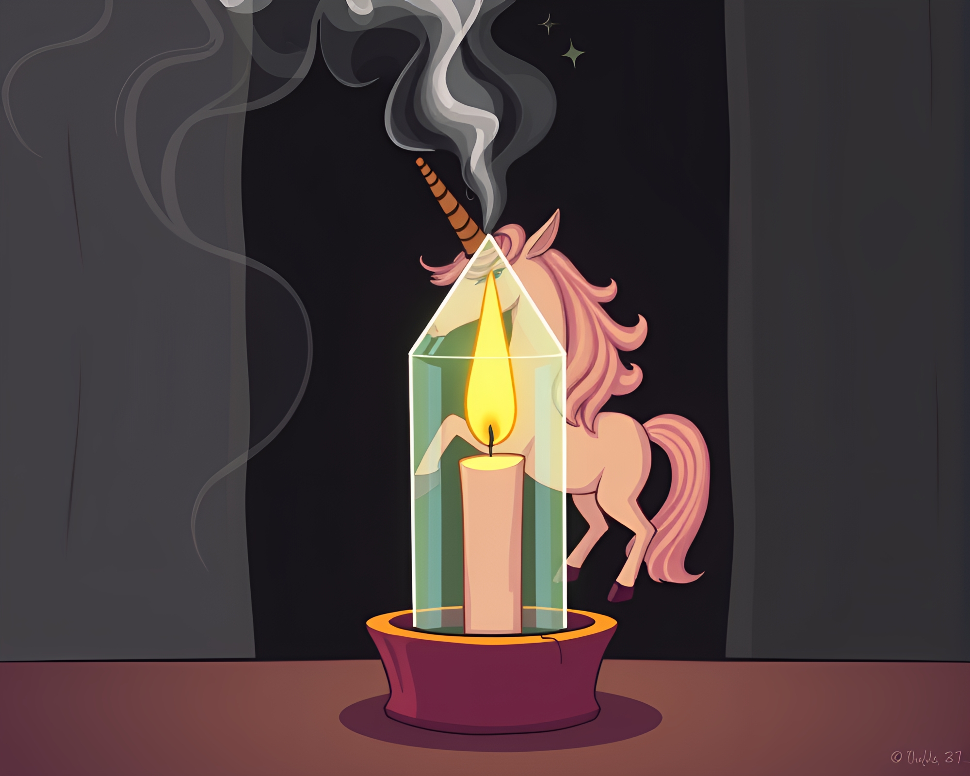 Prismatic Centaur Candle Smoke Cartoon – free AI stock image