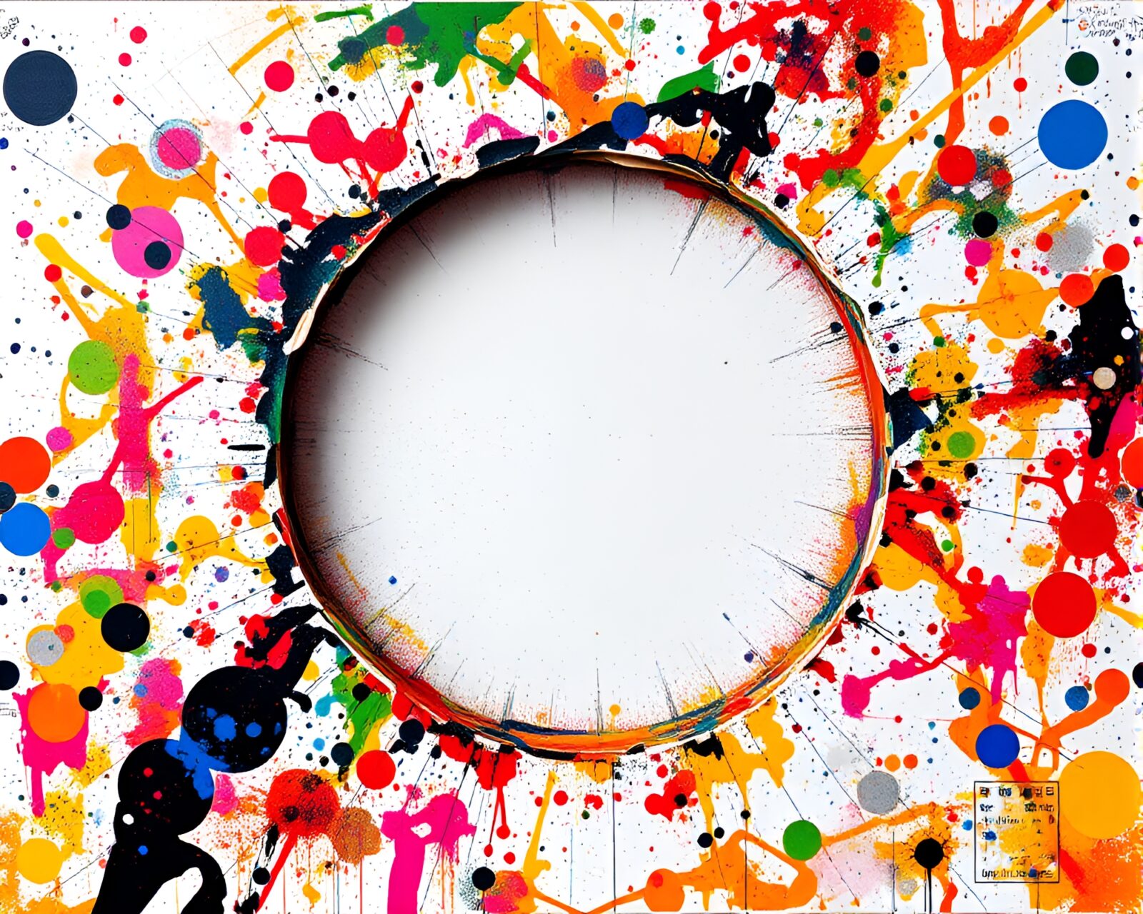 Abstract art with swirling lights in a frame within a frame