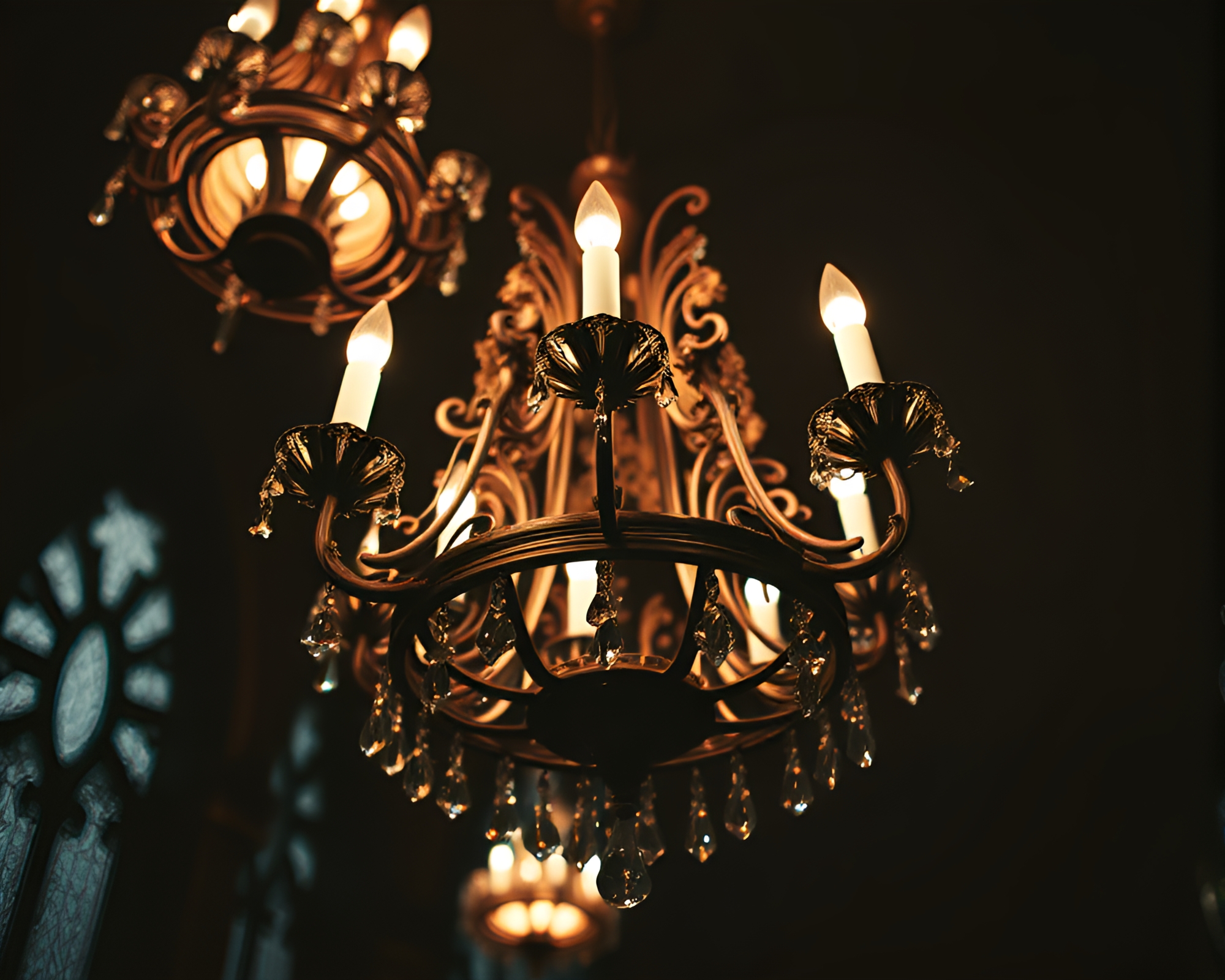 Gothic Chandelier in X-Ray Chromatic Aberration – free AI stock image