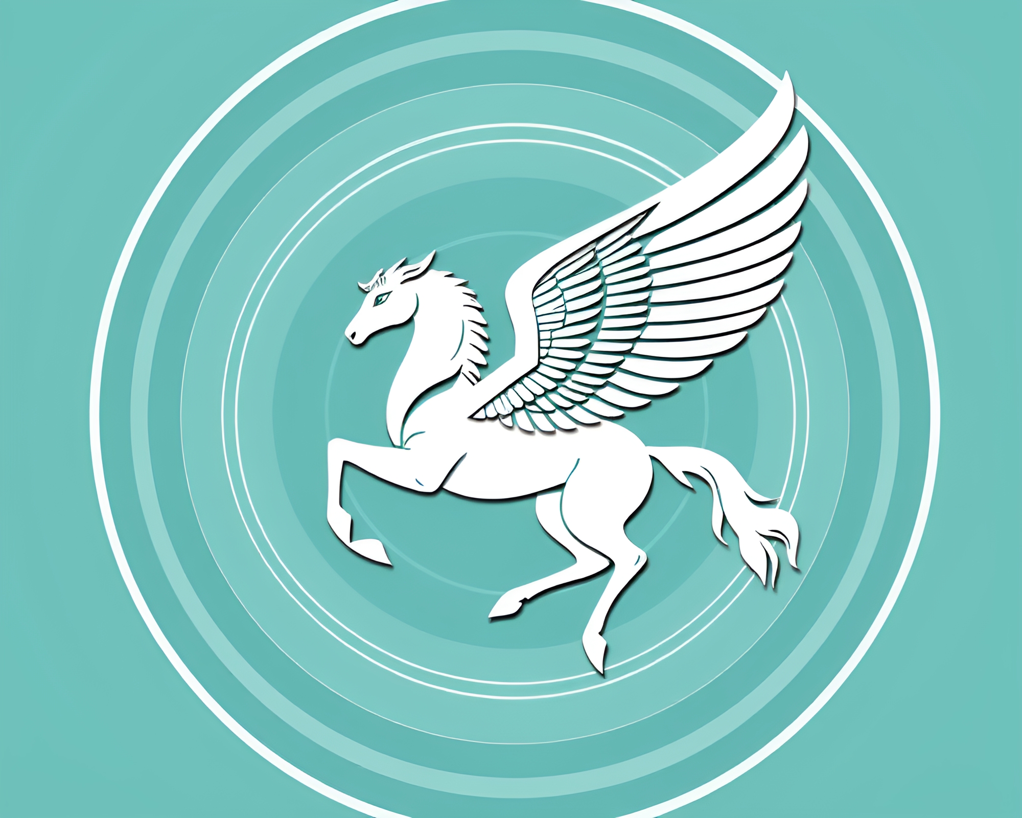 Teal Serenity Pegasus in Concentric Circles – free AI stock image