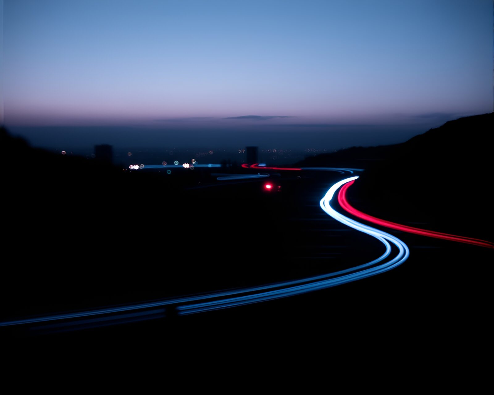 Ethereal selective color image with ley line patterns at dusk