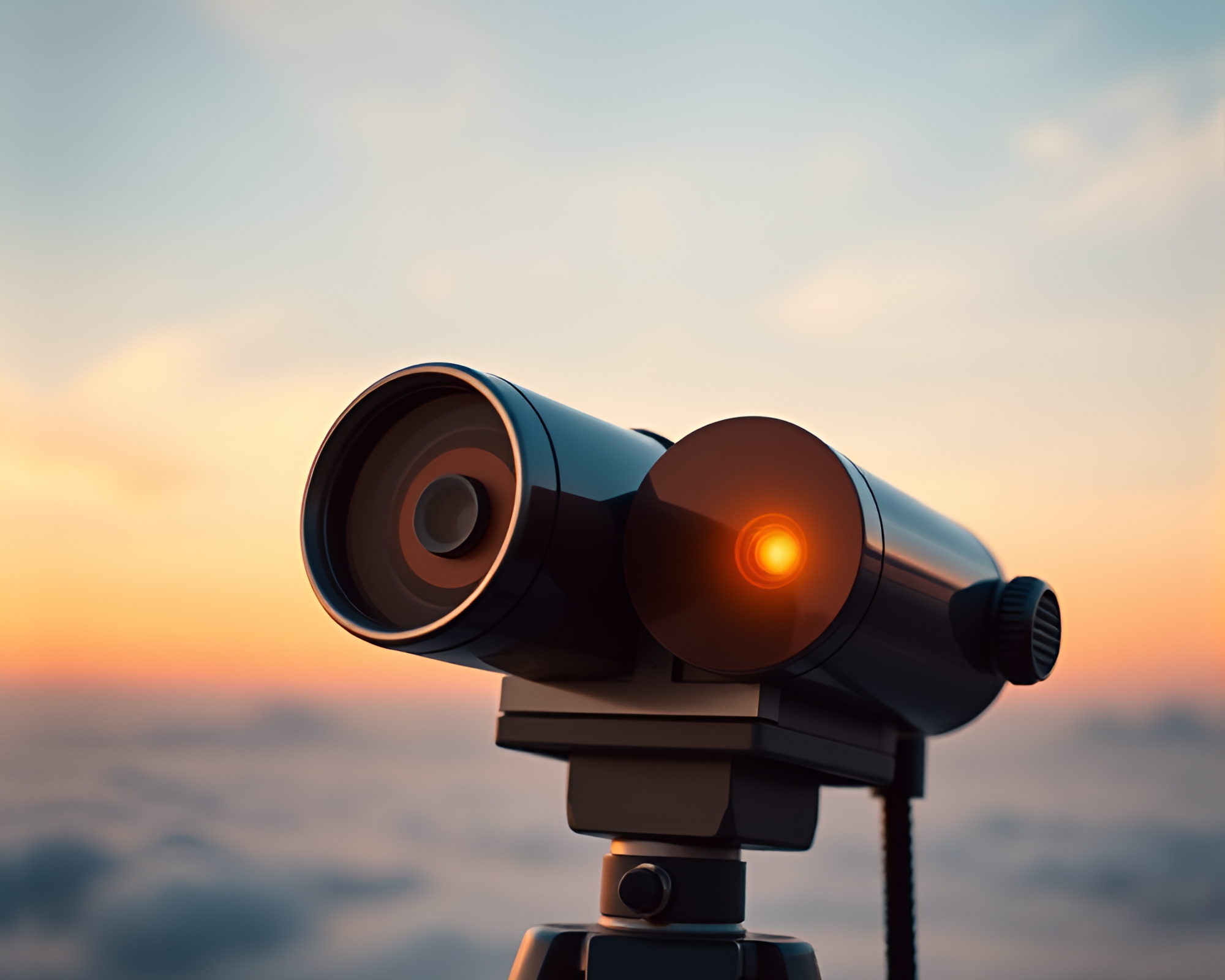 Binoculars Gazing Through Golden Spiral At Sunrise – free AI stock image