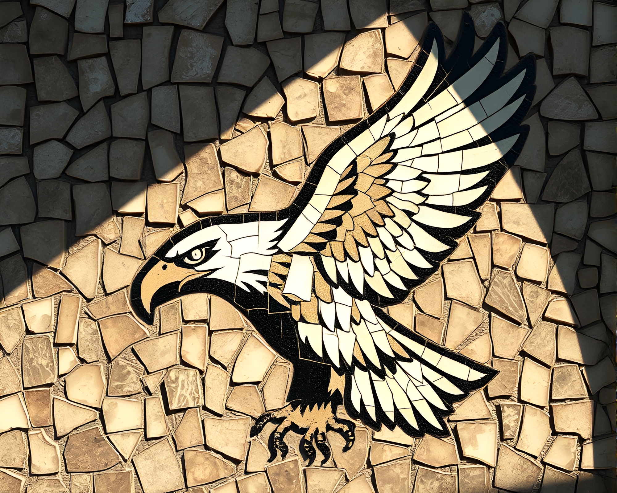 Eagle Mosaic in Shadows – free AI stock image