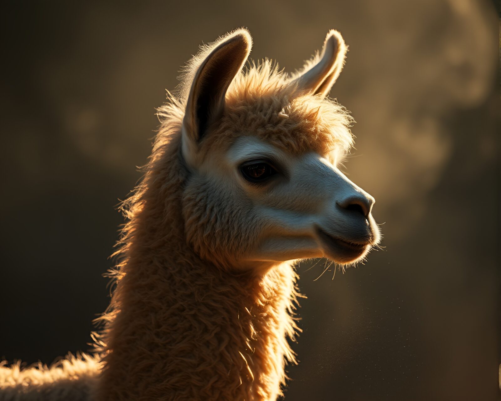 Overexposed image of a llama in a dusty dystopian setting