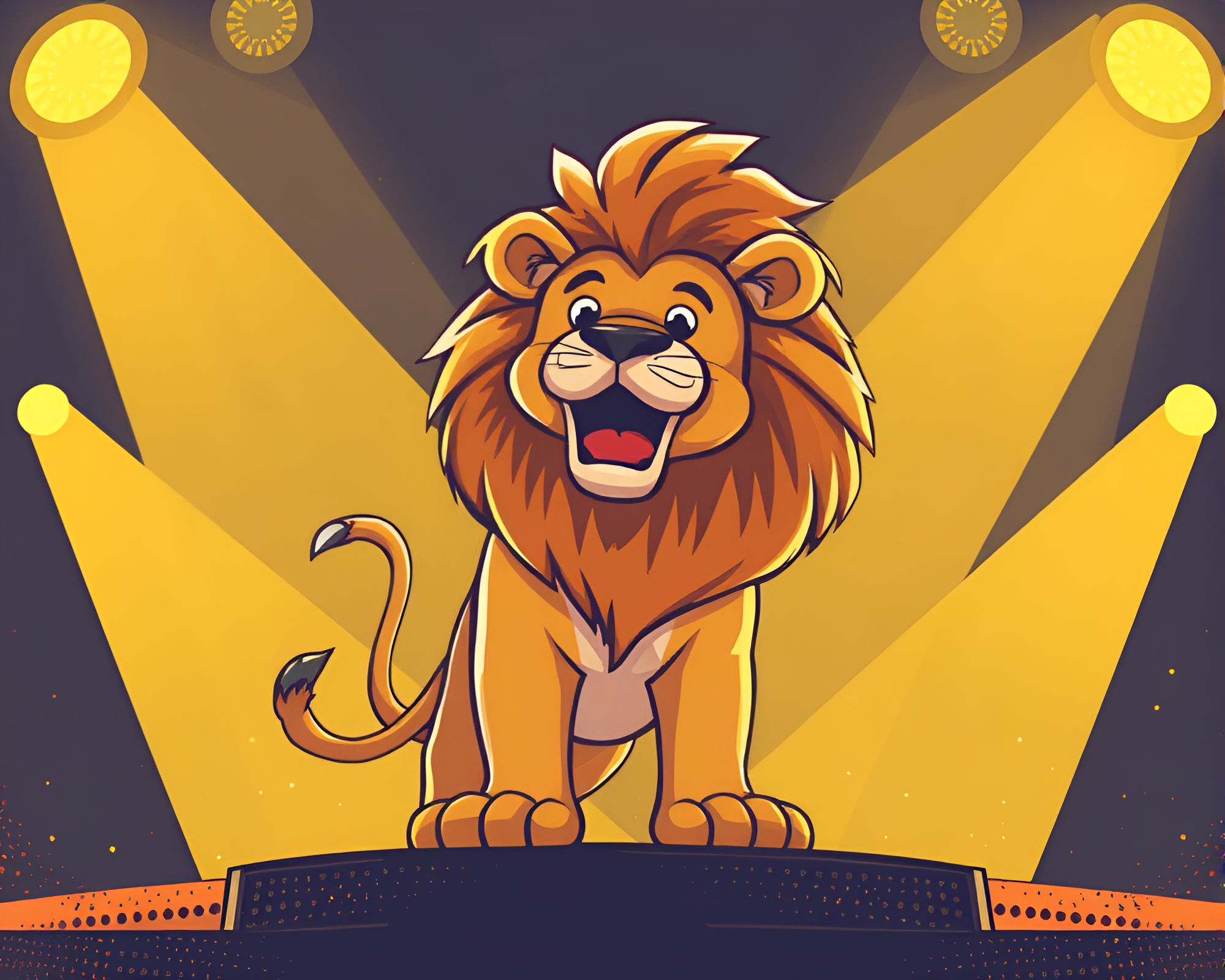 Lion King Concert: Stippled Cartoon Extravaganza – free AI stock image