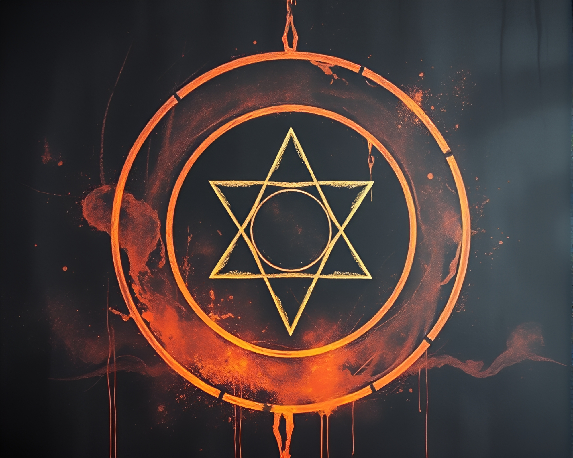 Sorcery Symbols: Rusty Alchemy Chalk Drawing – free AI stock image