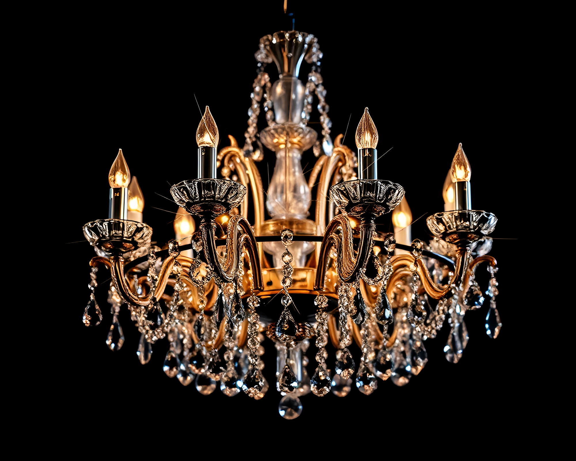 Minimalist Crystal Chandelier in Metallic HDR Light – free AI stock image