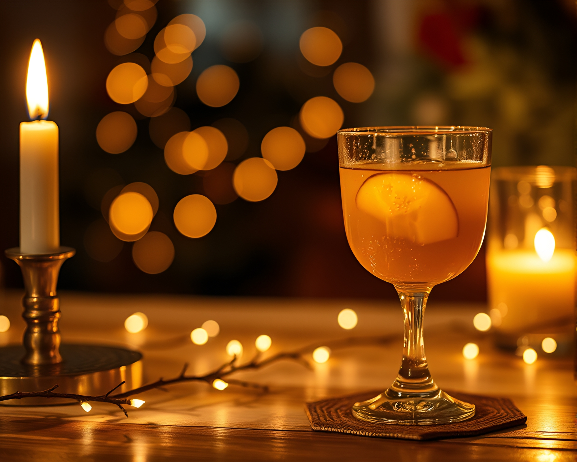 Apple Cider Delight: Double Exposure Gold Foil Elegance – free AI stock image